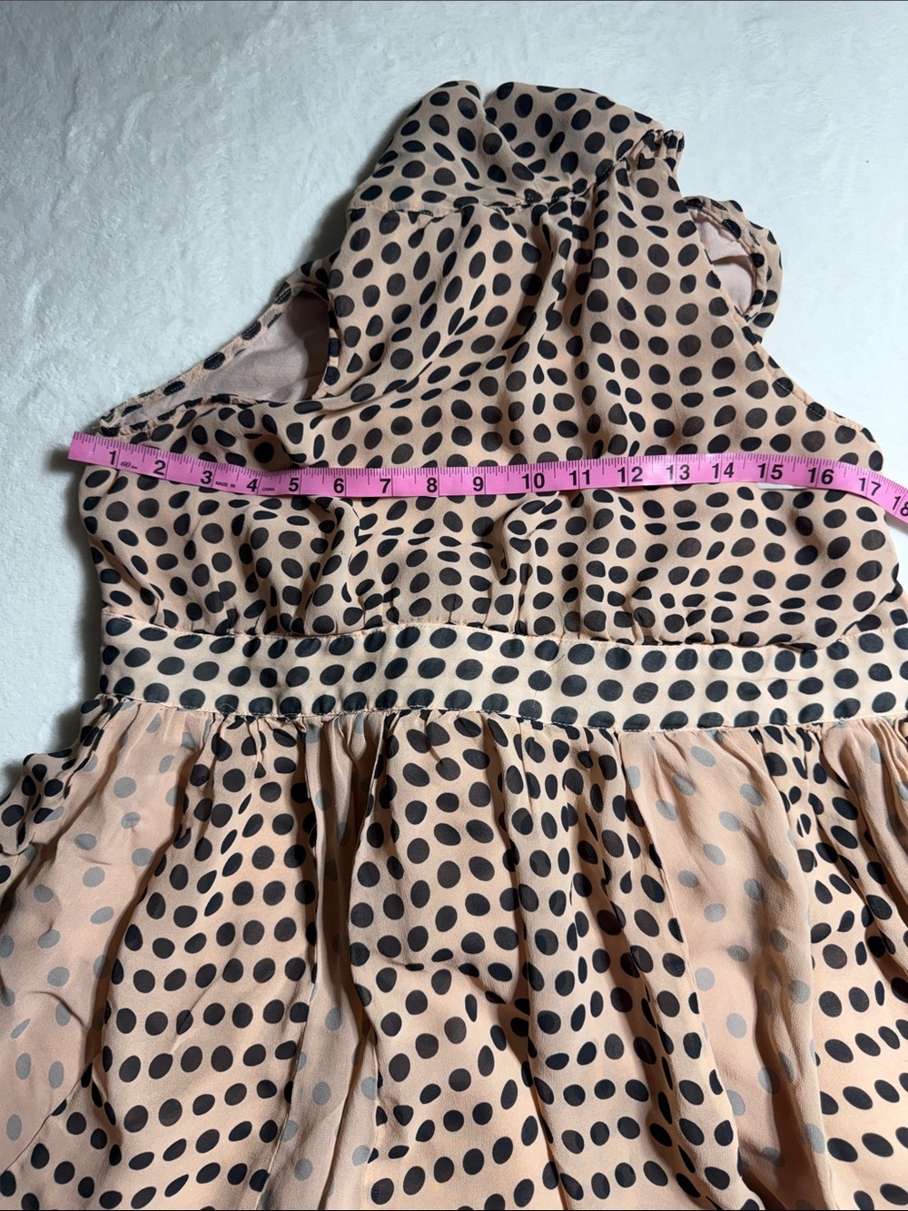Maeve Black Polka Dot Peach Mini Dress - Picture 6 of 7